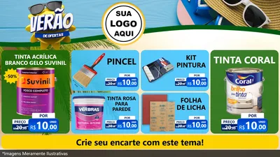 Modelo de TV para TV Horizontal com o tema Verão de Ofertas para Tintas e Ferramentas