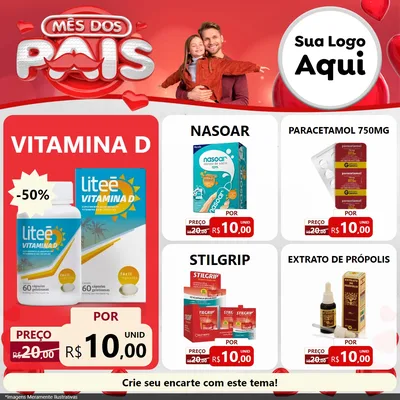 Modelo de Rede Social para Feed Facebook com o tema Mês dos Pais para Farmácia