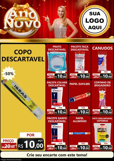 Modelo de Encarte para Encarte A4 Vertical com o tema Super Ano Novo para Embalagens