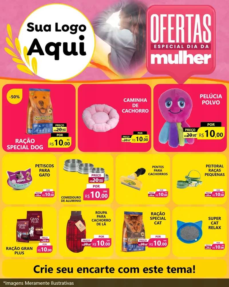 Modelo de Rede Social para Feed Instagram com o tema Ofertas - Especial Dia Das Mulheres para Pet Shop