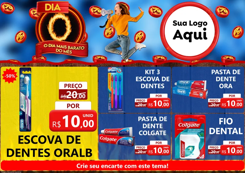 Modelo de Encarte para Encarte A4 Horizontal com o tema Dia O - O Dia Mais Barato Do Mês para Higiene Pessoal