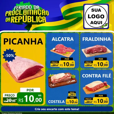 Modelo de Rede Social para Feed Facebook com o tema Feriado da Proclamação da República para Açougue