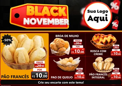 Modelo de Encarte para Encarte A4 Horizontal com o tema Black November para Padaria