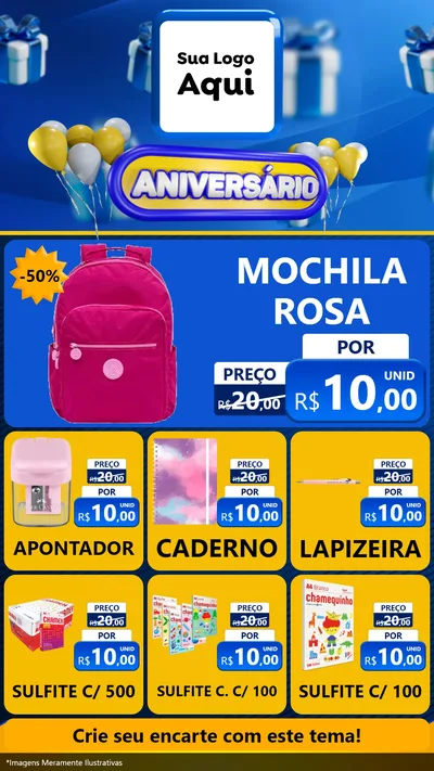 Modelo de Rede Social para Stories com o tema Aniversário para Papelaria