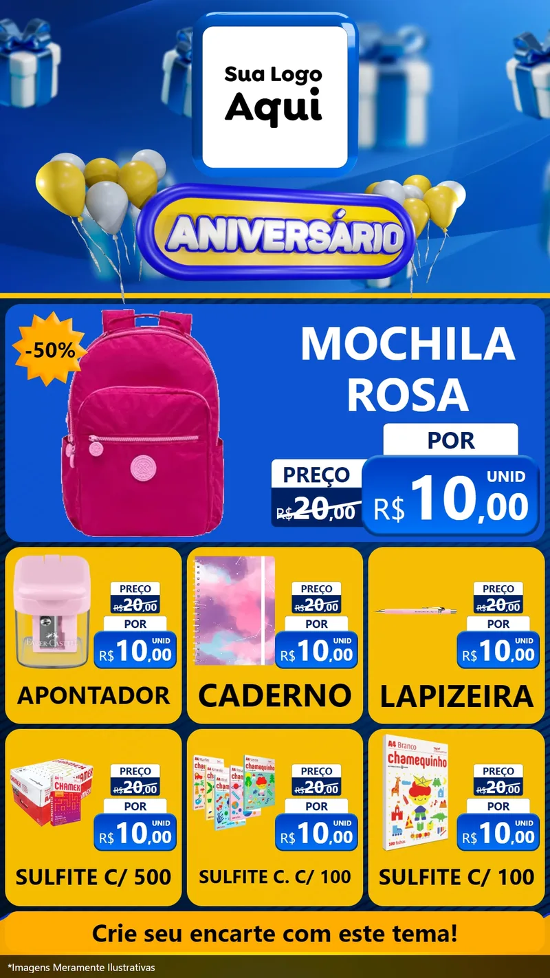 Modelo de Rede Social para Stories com o tema Aniversário para Papelaria