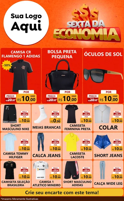 Modelo de Encarte para Encarte Grande com o tema Sexta da Economia para Roupas e acessórios
