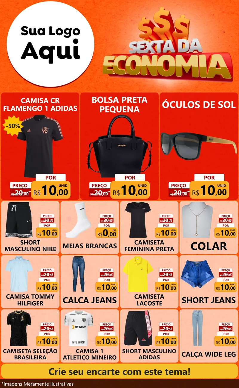 Modelo de Encarte para Encarte Grande com o tema Sexta da Economia para Roupas e acessórios