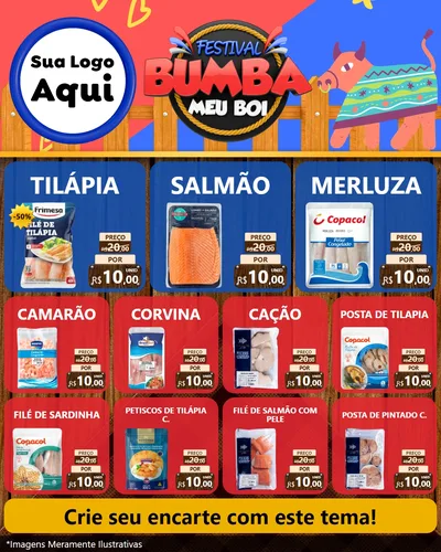 Modelo de Rede Social para Feed Instagram com o tema Festival Bumba Meu Boi para Peixaria