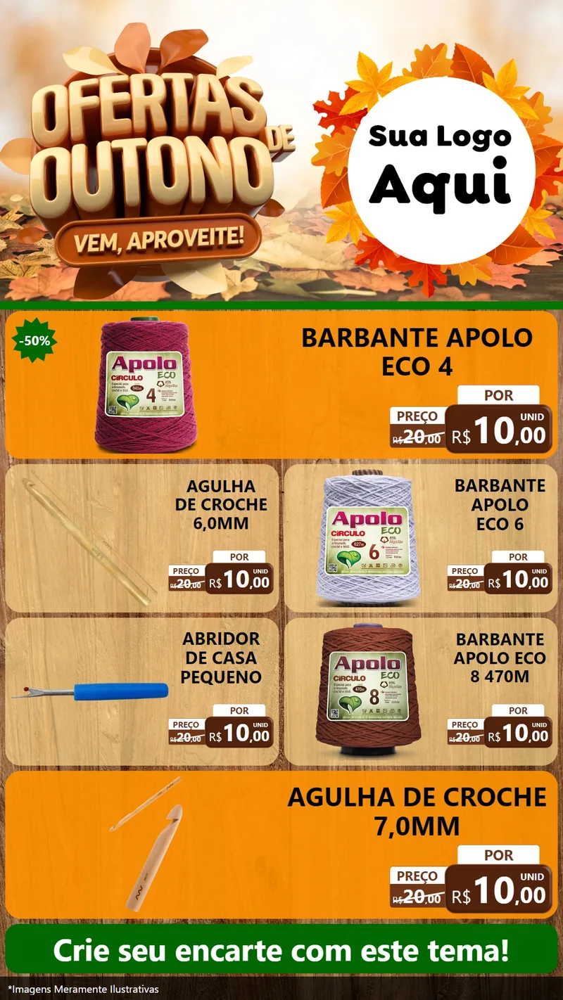 Modelo de TV para TV Vertical com o tema Ofertas de Outono - Vem, Aproveite! para Armarinho e Aviamentos
