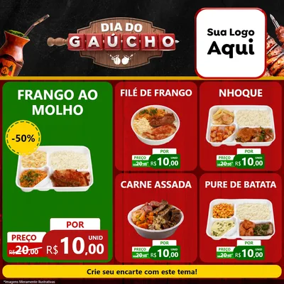 Modelo de Rede Social para Feed Facebook com o tema Dia do Gaúcho para Restaurante