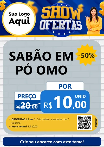 Modelo de Cartaz para Cartaz A4 Vertical com o tema Show de Ofertas para Produtos de Limpeza