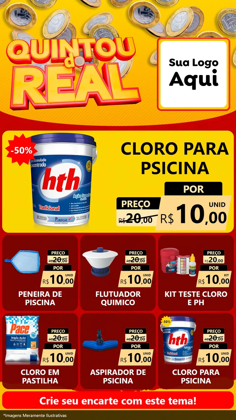 Modelo de Rede Social para Stories com o tema Quintou do Real para Produtos para Piscina