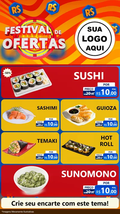 Modelo de TV para TV Vertical com o tema Festival de Ofertas para Comida japonesa