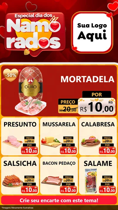 Modelo de Rede Social para Stories com o tema Especial Dia dos Namorados para Frios e Laticínios