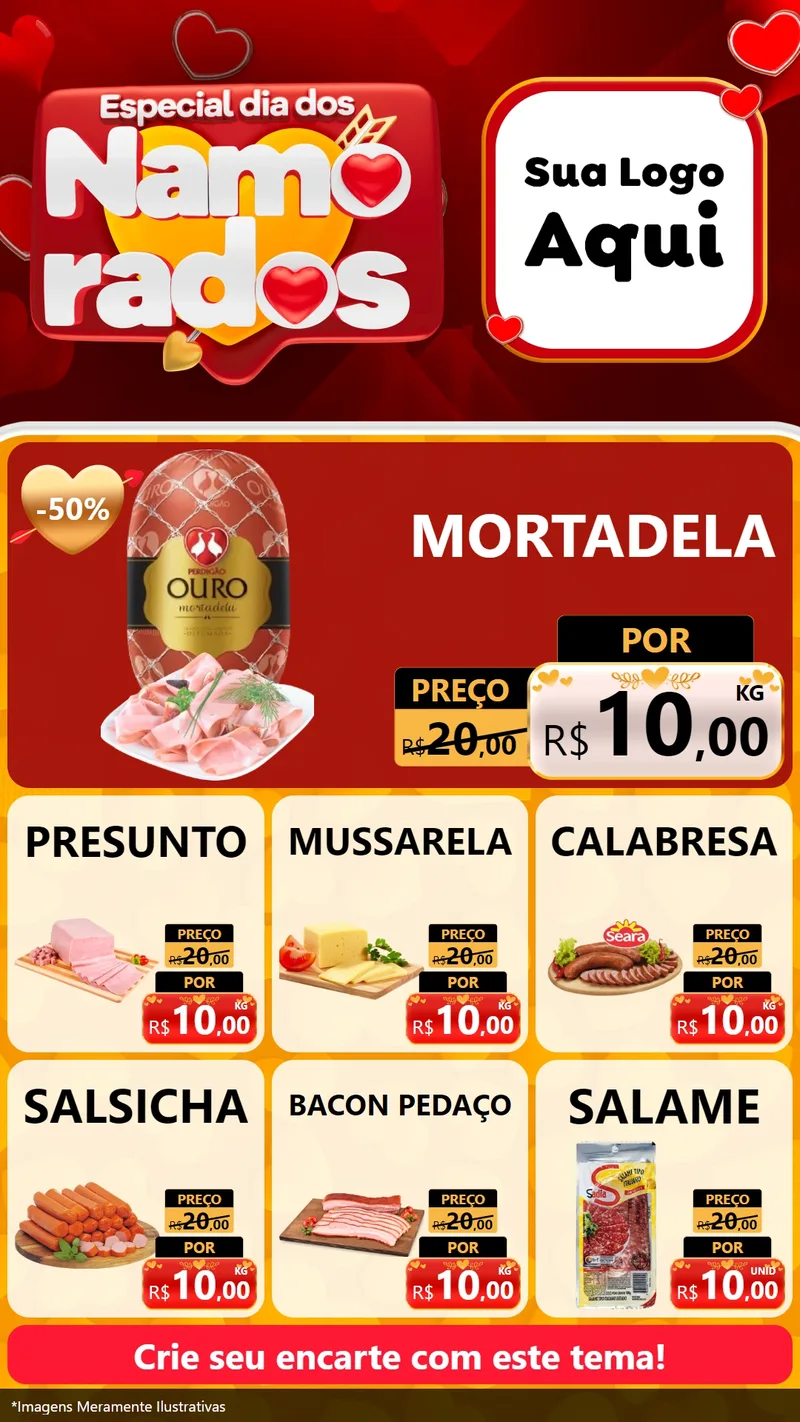 Modelo de Rede Social para Stories com o tema Especial Dia dos Namorados para Frios e Laticínios