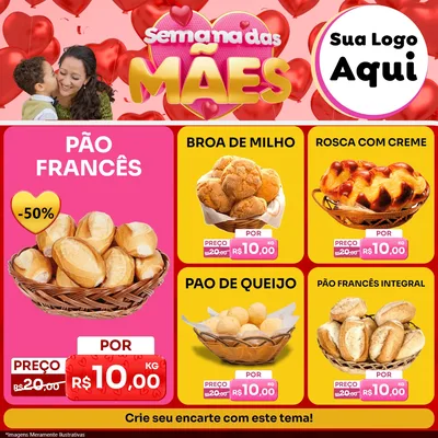 Modelo de Rede Social para Feed Facebook com o tema Semana Das Mães para Padaria