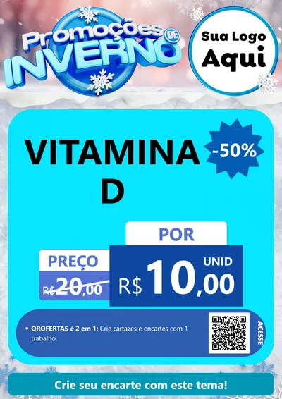 Modelo de Cartaz para Cartaz A4 Vertical com o tema Promoções de Inverno para Farmácia