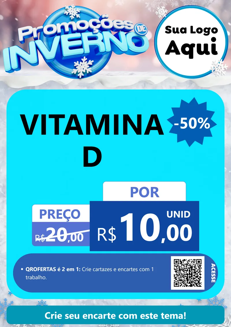 Modelo de Cartaz para Cartaz A4 Vertical com o tema Promoções de Inverno para Farmácia