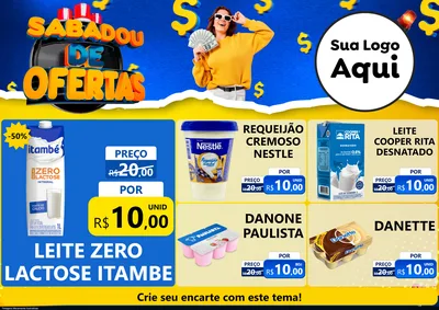 Modelo de Encarte para Encarte A4 Horizontal com o tema Sabadou de Ofertas para Frios e Laticínios