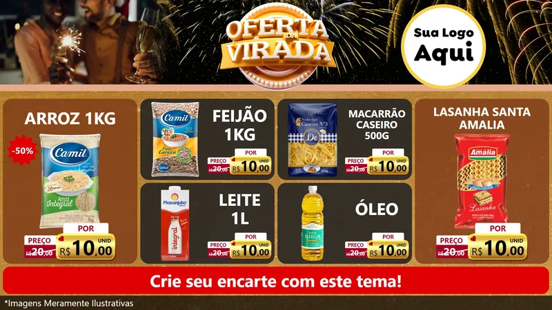 Modelo de TV para TV Horizontal com o tema Oferta da Virada para Supermercado