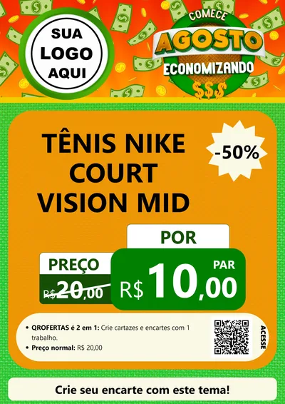 Modelo de Cartaz para Cartaz A4 Vertical com o tema Comece Agosto Economizando para Calçados