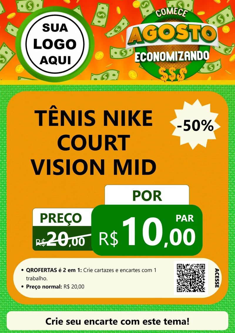 Modelo de Cartaz para Cartaz A4 Vertical com o tema Comece Agosto Economizando para Calçados