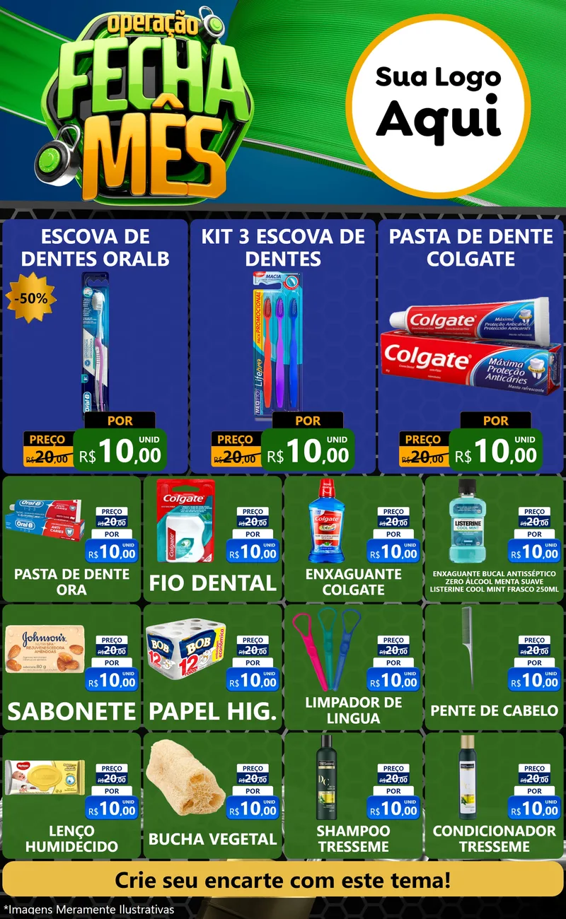 Modelo de Encarte para Encarte Grande com o tema Operação Fecha Mês para Higiene Pessoal