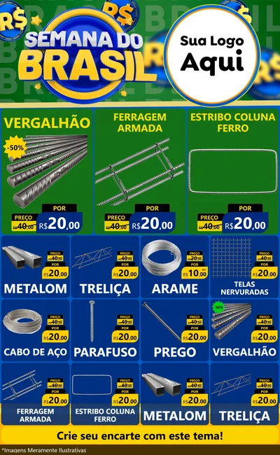 Modelo de Encarte para Encarte Grande com o tema Semana Do Brasil para Ferragens