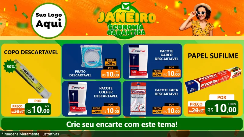 Modelo de TV para TV Horizontal com o tema Janeiro - Economia Garantida para Embalagens
