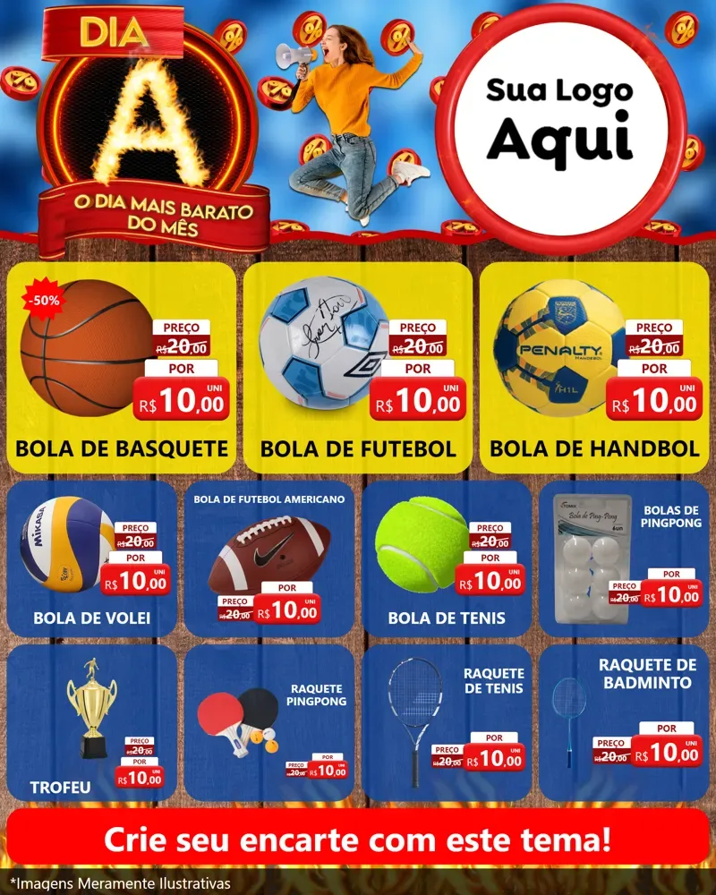 Modelo de Rede Social para Feed Instagram com o tema Dia A - O Dia Mais Barato Do Mês para Artigos Esportivos