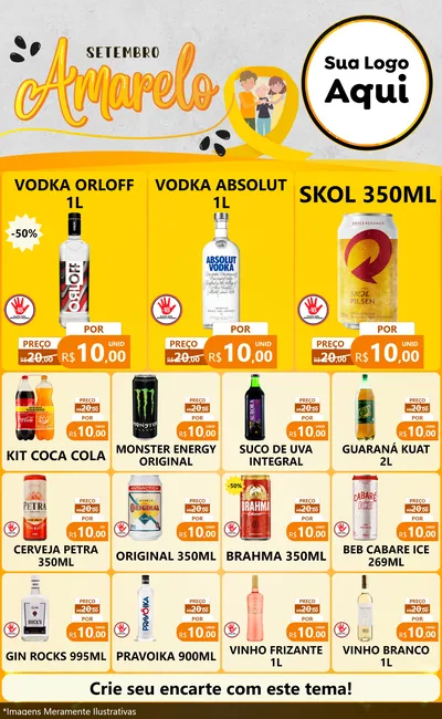 Modelo de Encarte para Encarte Grande com o tema Setembro Amarelo para Distribuidora de bebidas