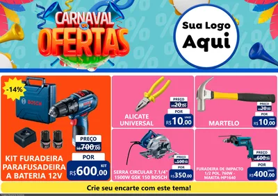 Modelo de Encarte para Encarte A4 Horizontal com o tema Carnaval de Ofertas para Maquinas e Ferramentas