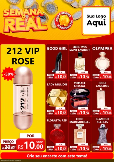 Modelo de Encarte para Encarte A4 Vertical com o tema Semana do Real para Perfumes