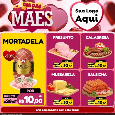 Modelo de Rede Social para Feed Facebook com o tema Dia Das Mães para Frios e Laticínios