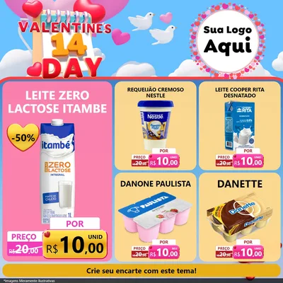 Modelo de Rede Social para Feed Facebook com o tema Valentine's Day para Frios e Laticínios