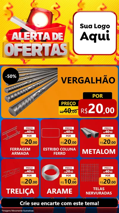 Modelo de Rede Social para Stories com o tema Alerta de Ofertas para Ferragens