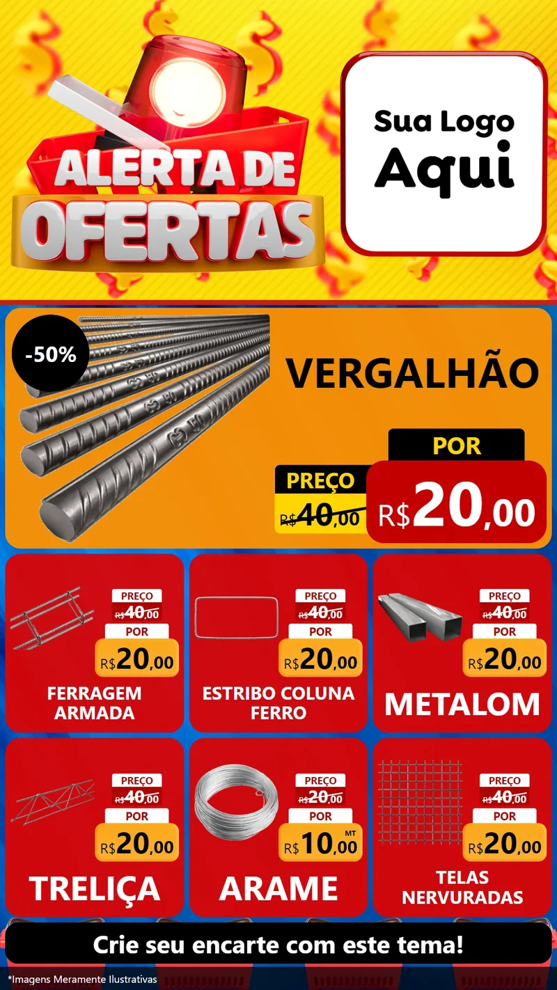 Modelo de Rede Social para Stories com o tema Alerta de Ofertas para Ferragens