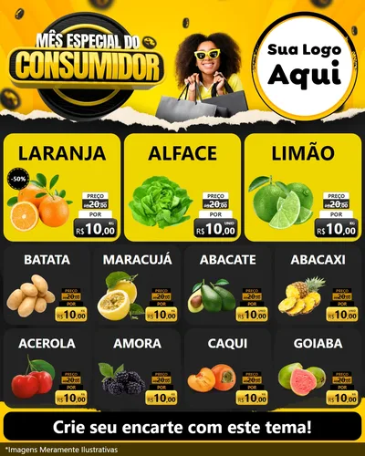 Modelo de Rede Social para Feed Instagram com o tema Mês Especial do Consumidor para Hortifrúti