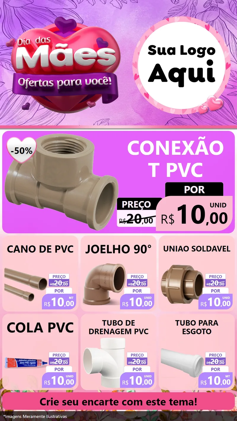 Modelo de Rede Social para Stories com o tema Dia das Mães Ofertas para Você! para Tubos e conexões