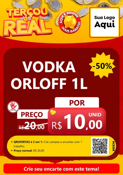Modelo de Cartaz para Cartaz A4 Vertical com o tema Terçou do Real para Distribuidora de bebidas