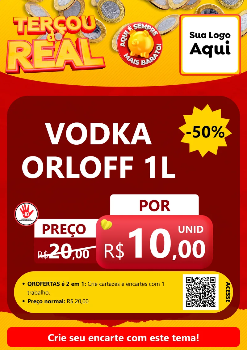 Modelo de Cartaz para Cartaz A4 Vertical com o tema Terçou do Real para Distribuidora de bebidas