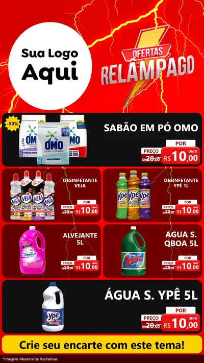 Modelo de TV para TV Vertical com o tema Ofertas Relâmpago para Produtos de Limpeza
