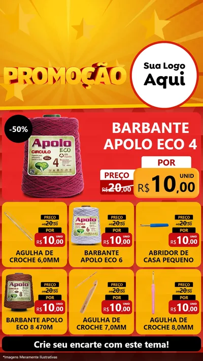 Modelo de Rede Social para Stories com o tema Promoção para Armarinho e Aviamentos