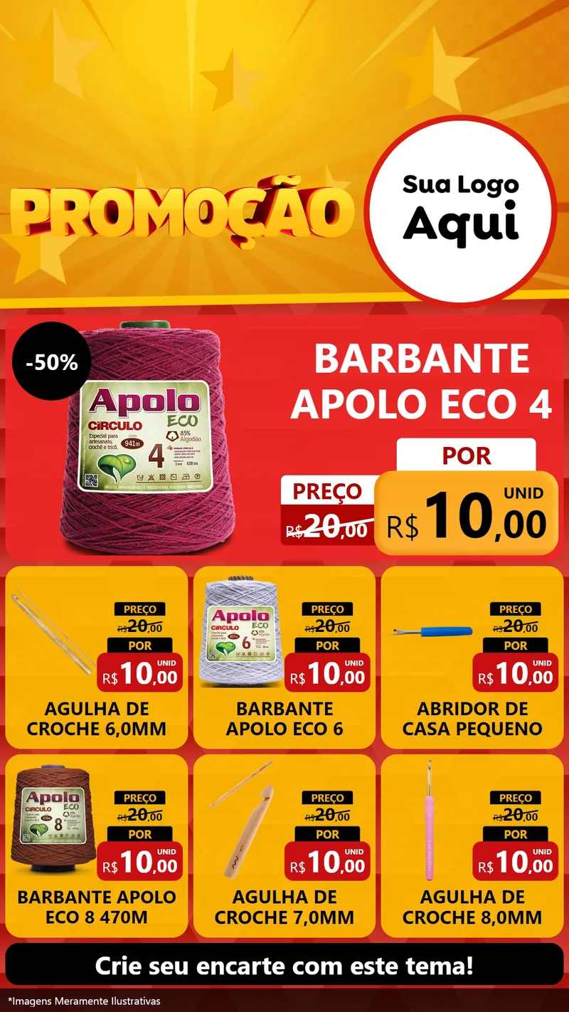 Modelo de Rede Social para Stories com o tema Promoção para Armarinho e Aviamentos