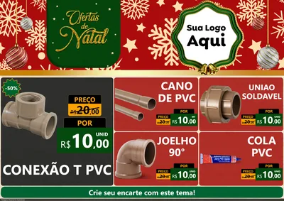 Modelo de Encarte para Encarte A4 Horizontal com o tema Natal de Ofertas para Tubos e conexões