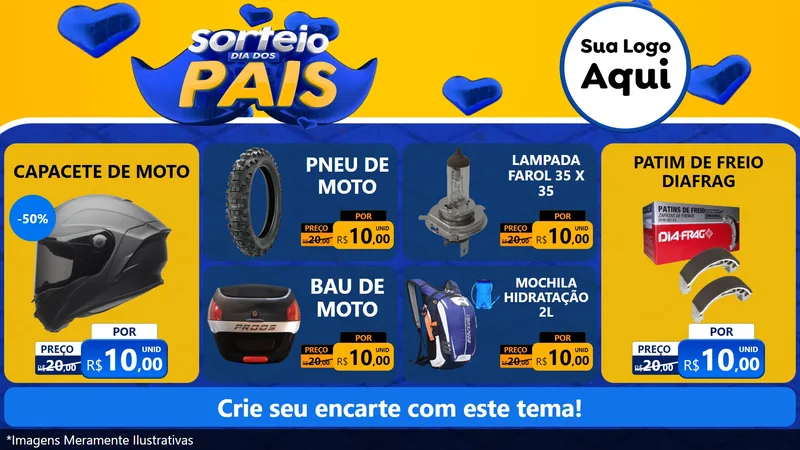 Modelo de TV para TV Horizontal com o tema Sorteio Dia dos Pais para Moto peças