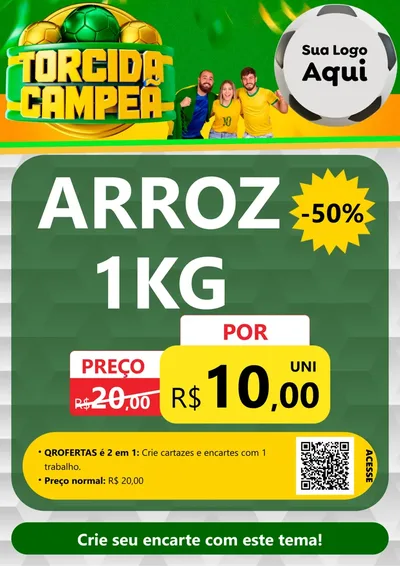 Modelo de Cartaz para Cartaz A4 Vertical com o tema Torcida Campeã - Copa para Supermercado