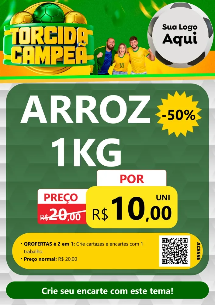 Modelo de Cartaz para Cartaz A4 Vertical com o tema Torcida Campeã - Copa para Supermercado