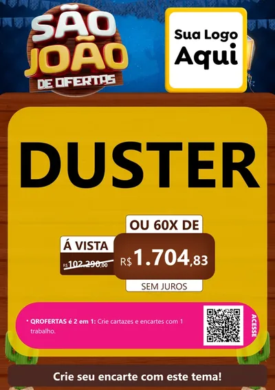 Modelo de Cartaz para Cartaz A4 Vertical com o tema São João Ofertas Imbatíveis! - Junina para Concessionaria de Carros