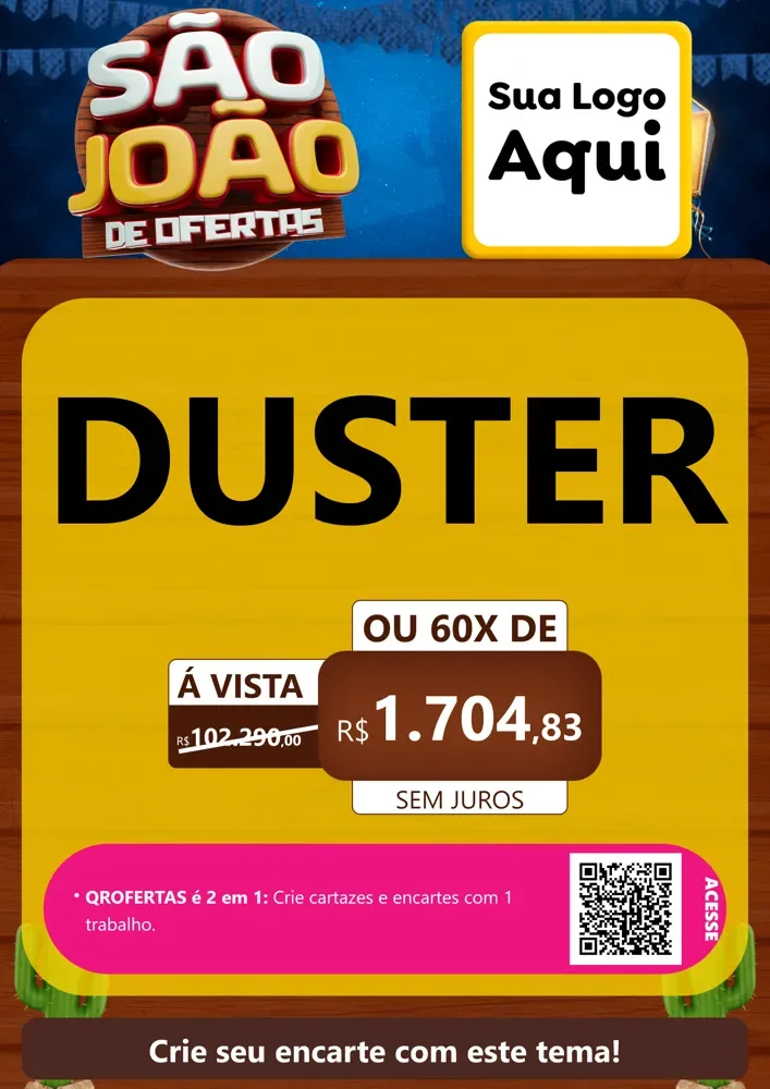 Modelo de Cartaz para Cartaz A4 Vertical com o tema São João Ofertas Imbatíveis! - Junina para Concessionaria de Carros